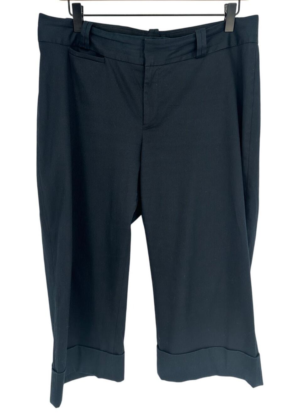 Banana Republic Jackson Fit Black Cropped Pants 10 Cuffed Straight Leg Workwear